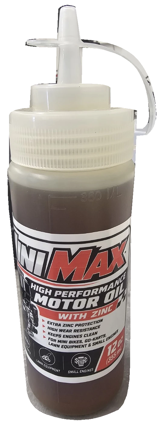 MiniMax SAE 10W-40 motor oil with zinc, original 12 oz bottle