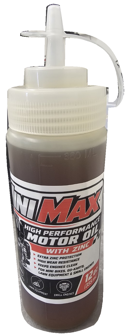 MiniMax high performance motor oil with zinc, original 12 oz bottle and label